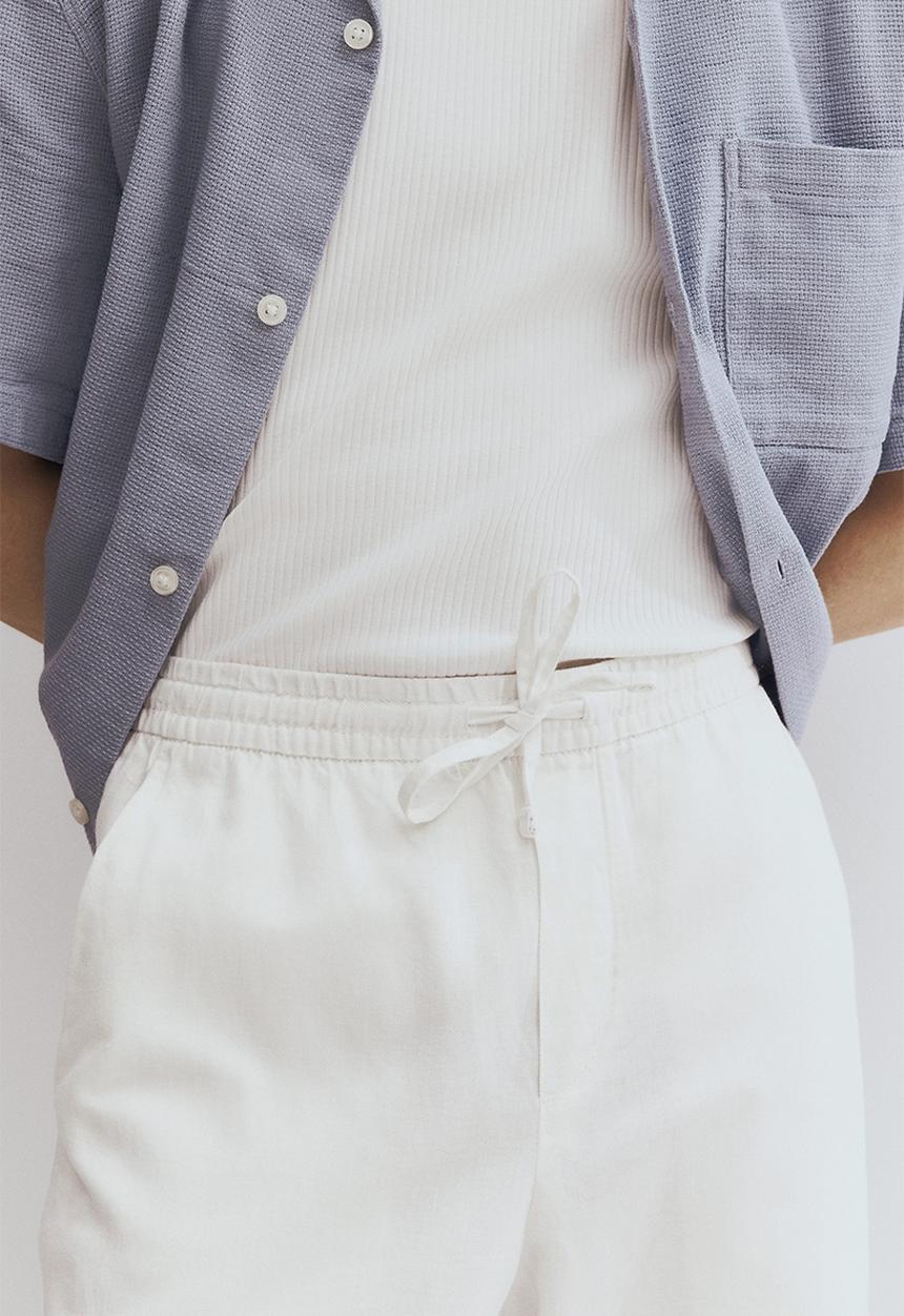 H&M - Relaxed fit linen trousers - cream 