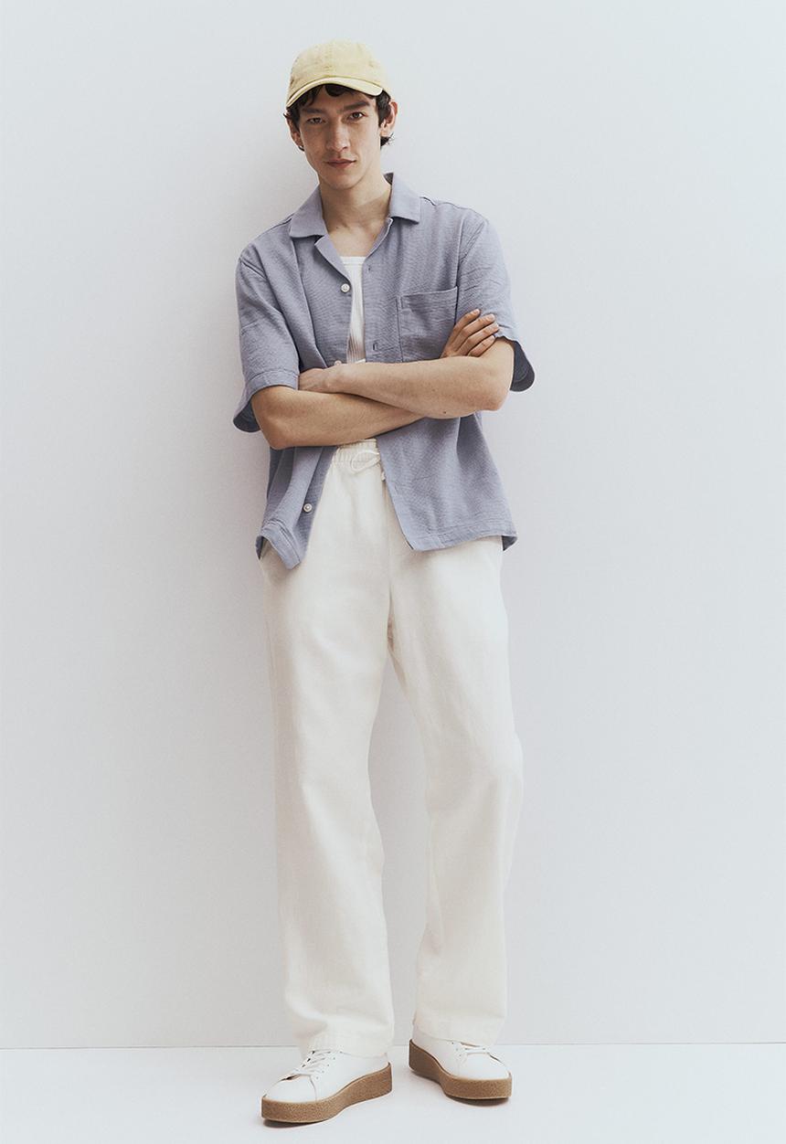 H&M - Relaxed fit linen trousers - cream 
