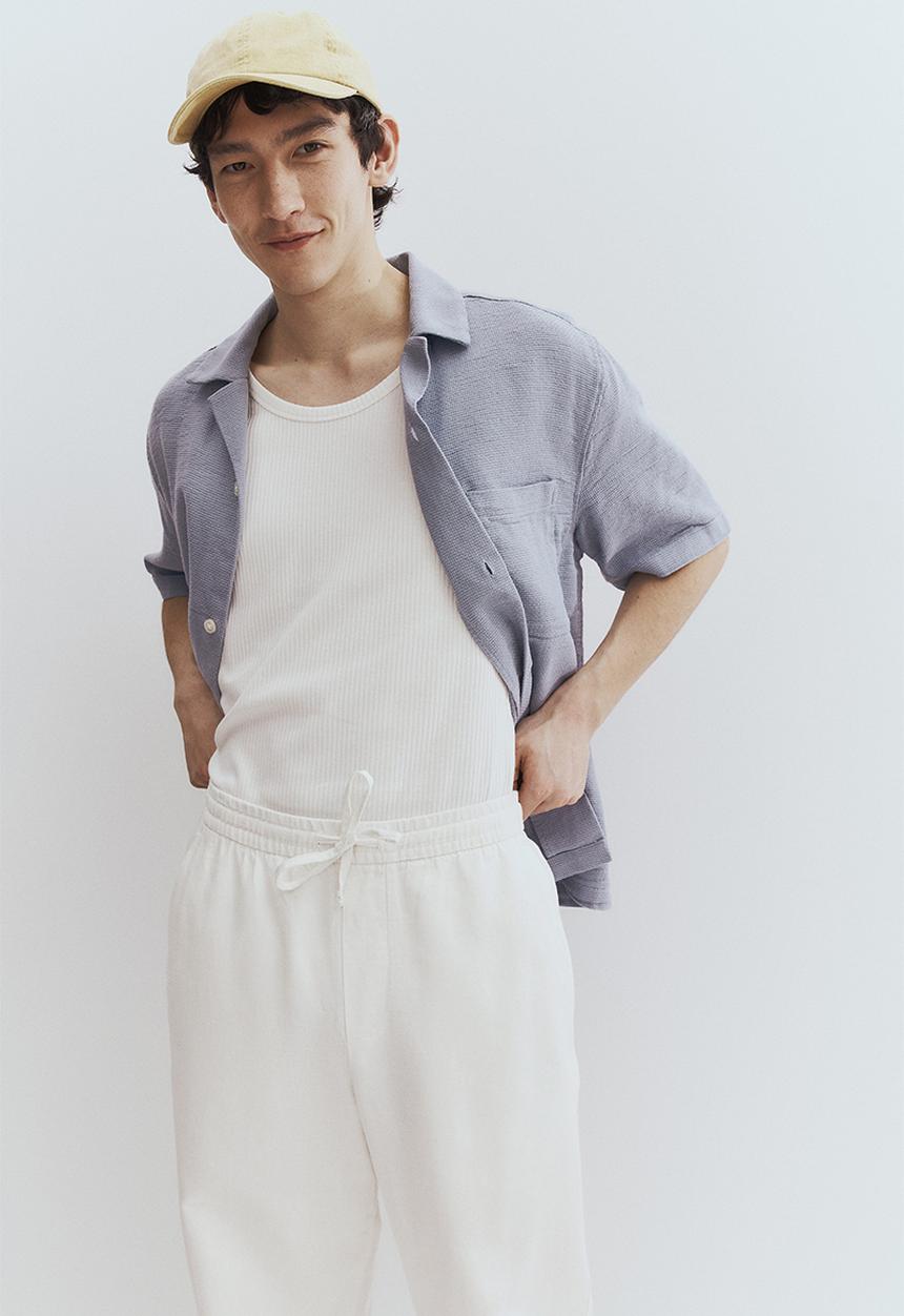 H&M - Relaxed fit linen trousers - cream 