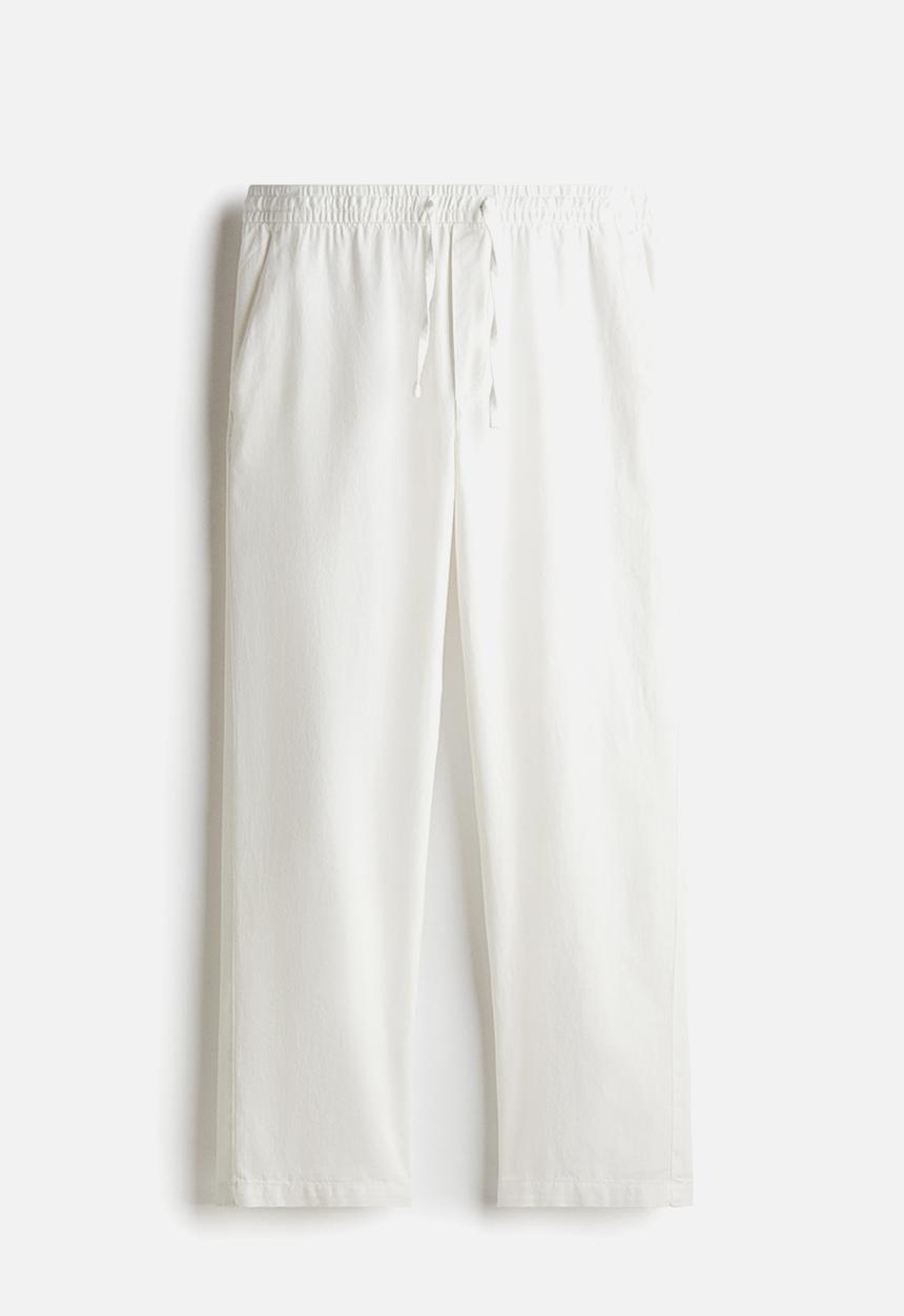 H&M - Relaxed fit linen trousers - cream 