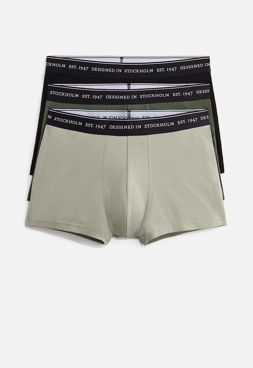 H&M - 3 pack coolmax® short trunks - sage green & khaki green 