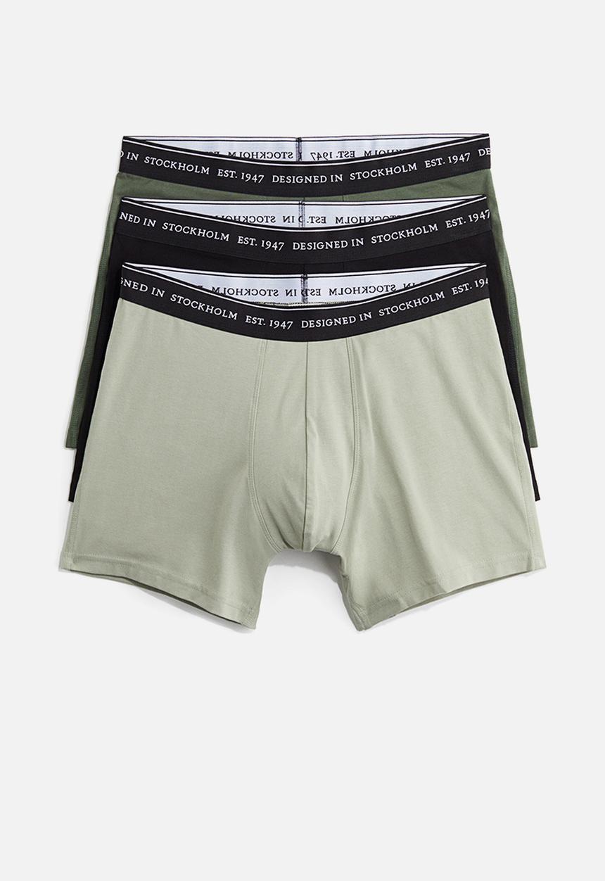 H&M - 3 pack coolmax® mid trunks - sage green & khaki green