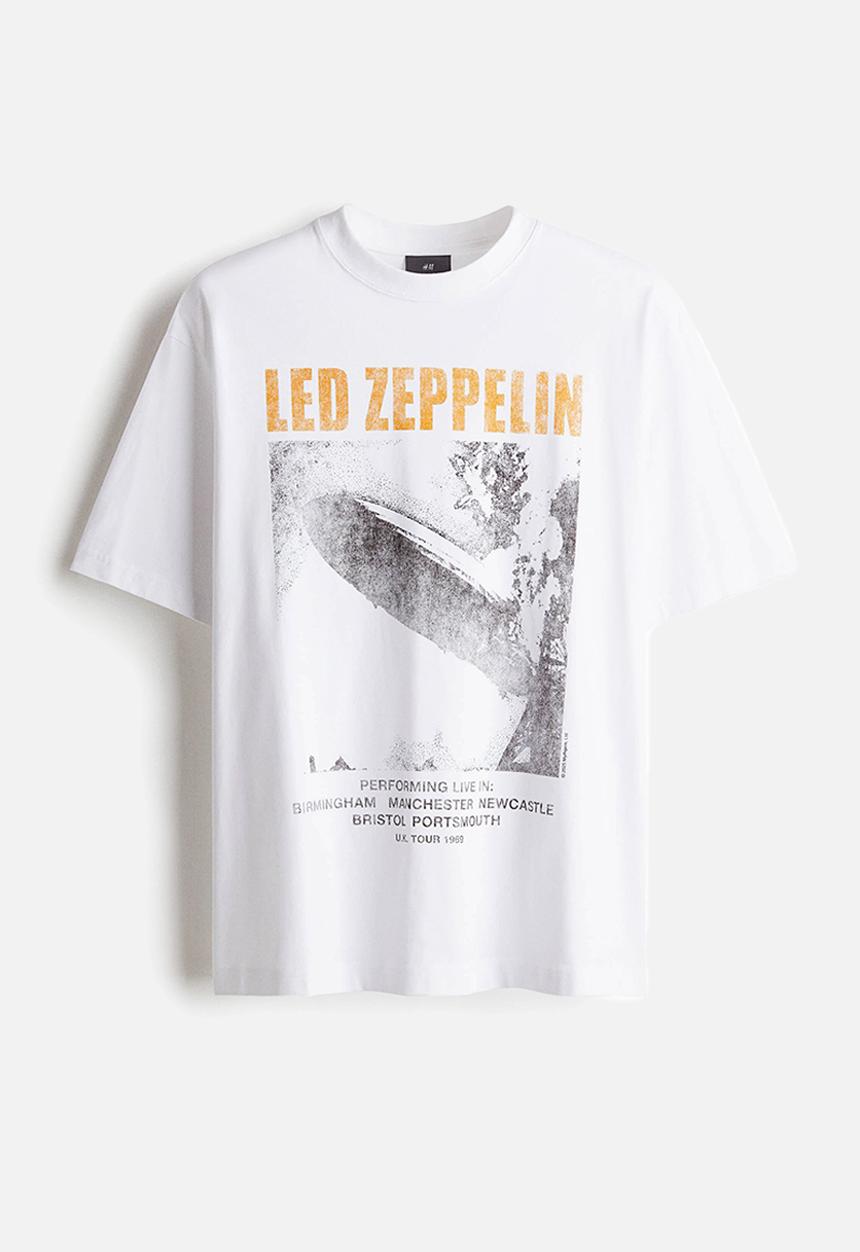 Loose fit printed t-shirt - white/led zeppelin - 1268967004