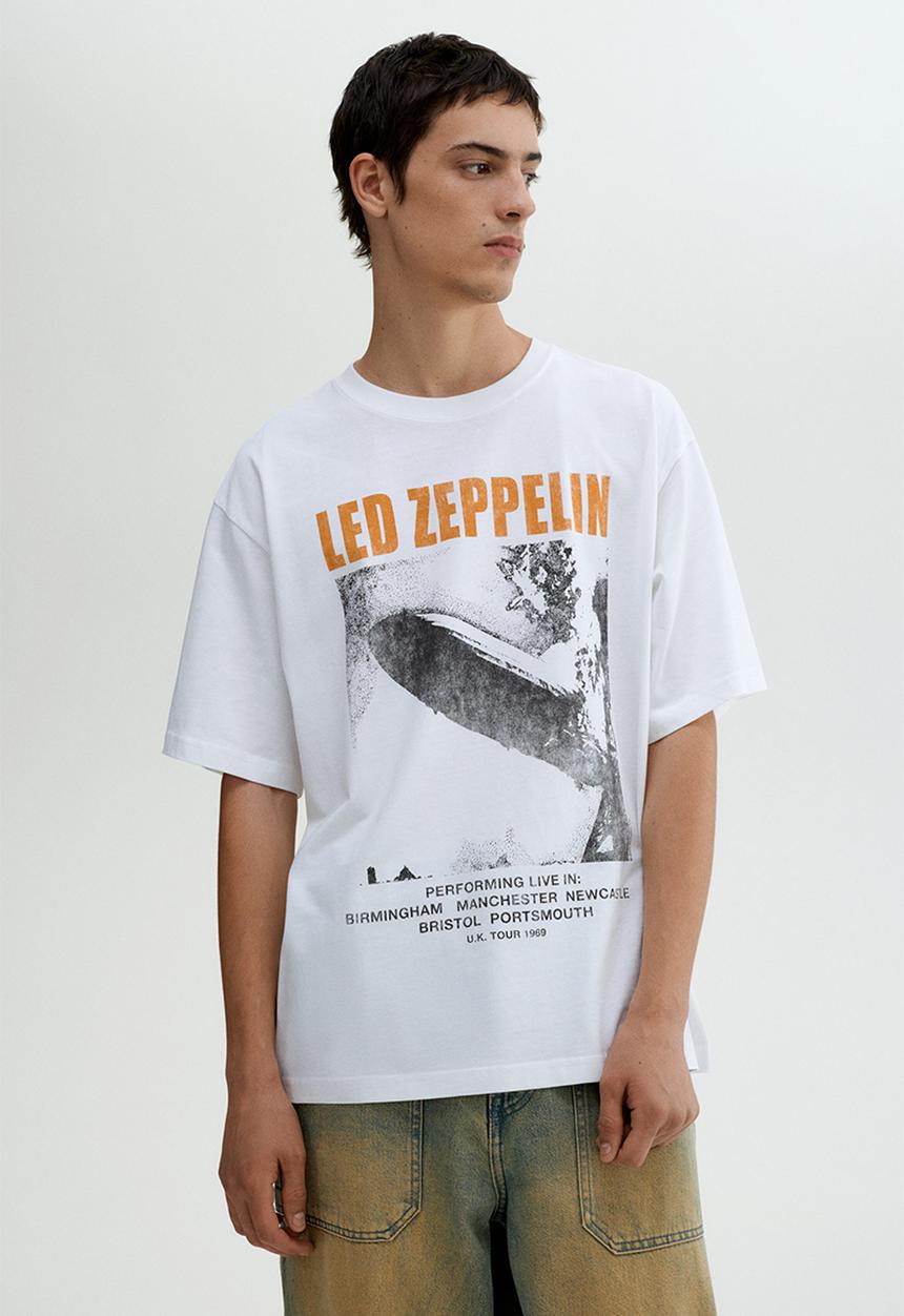 Loose fit printed t-shirt - white/led zeppelin - 1268967004