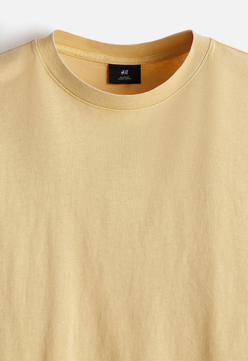 H&M - Loose fit washed t-shirt - yellow