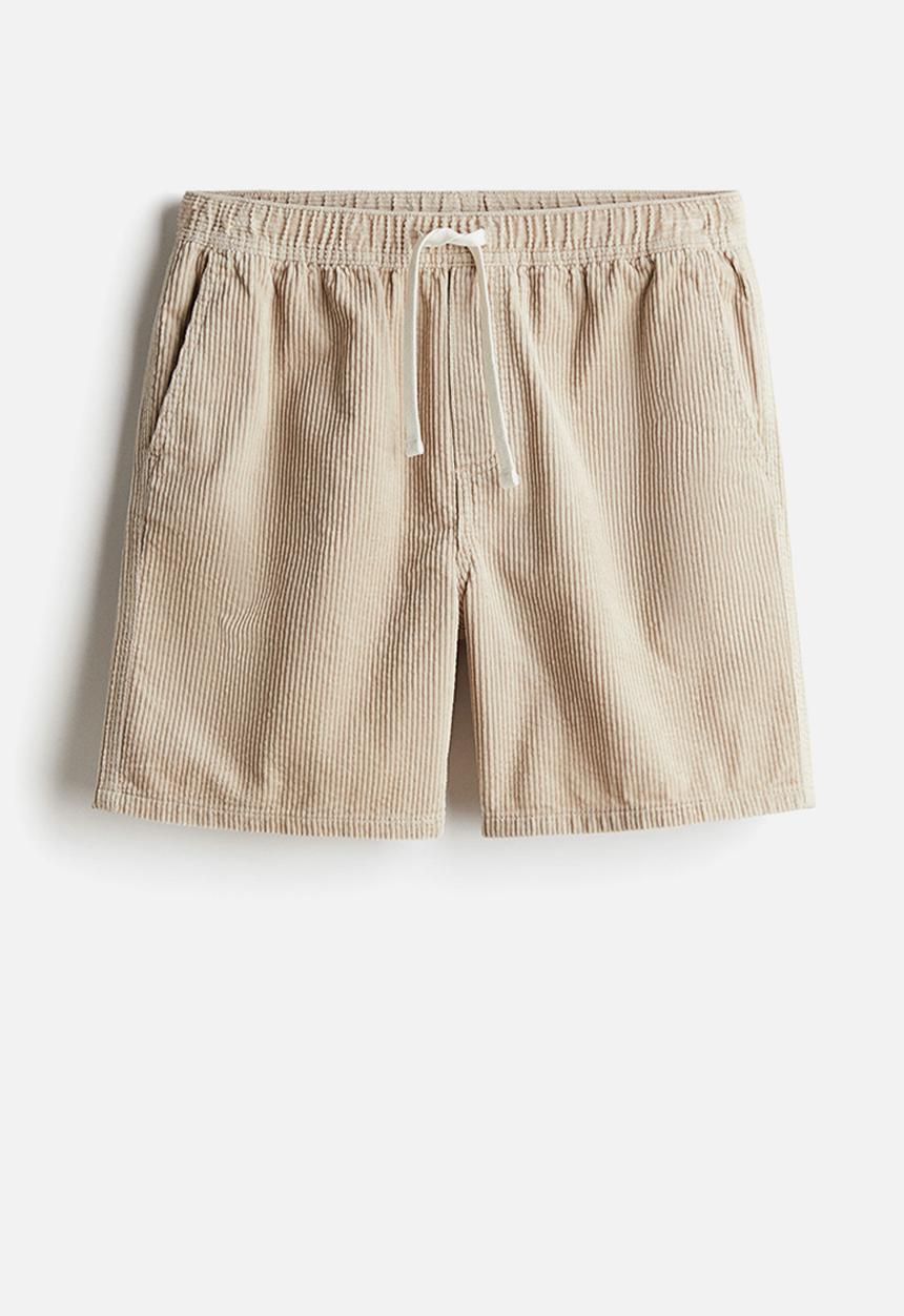 H&M - Regular fit corduroy shorts - light beige