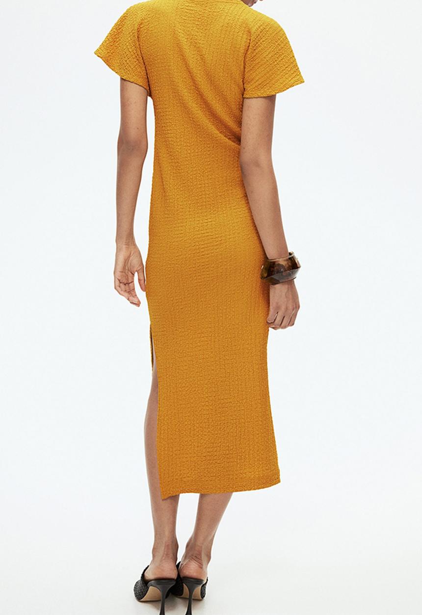H&M - Textured jersey dress - mustard yellow