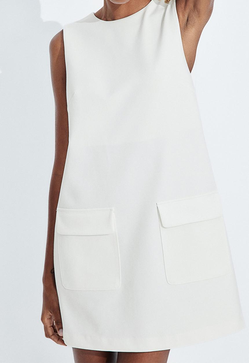 H&M - Button-detail dress - white