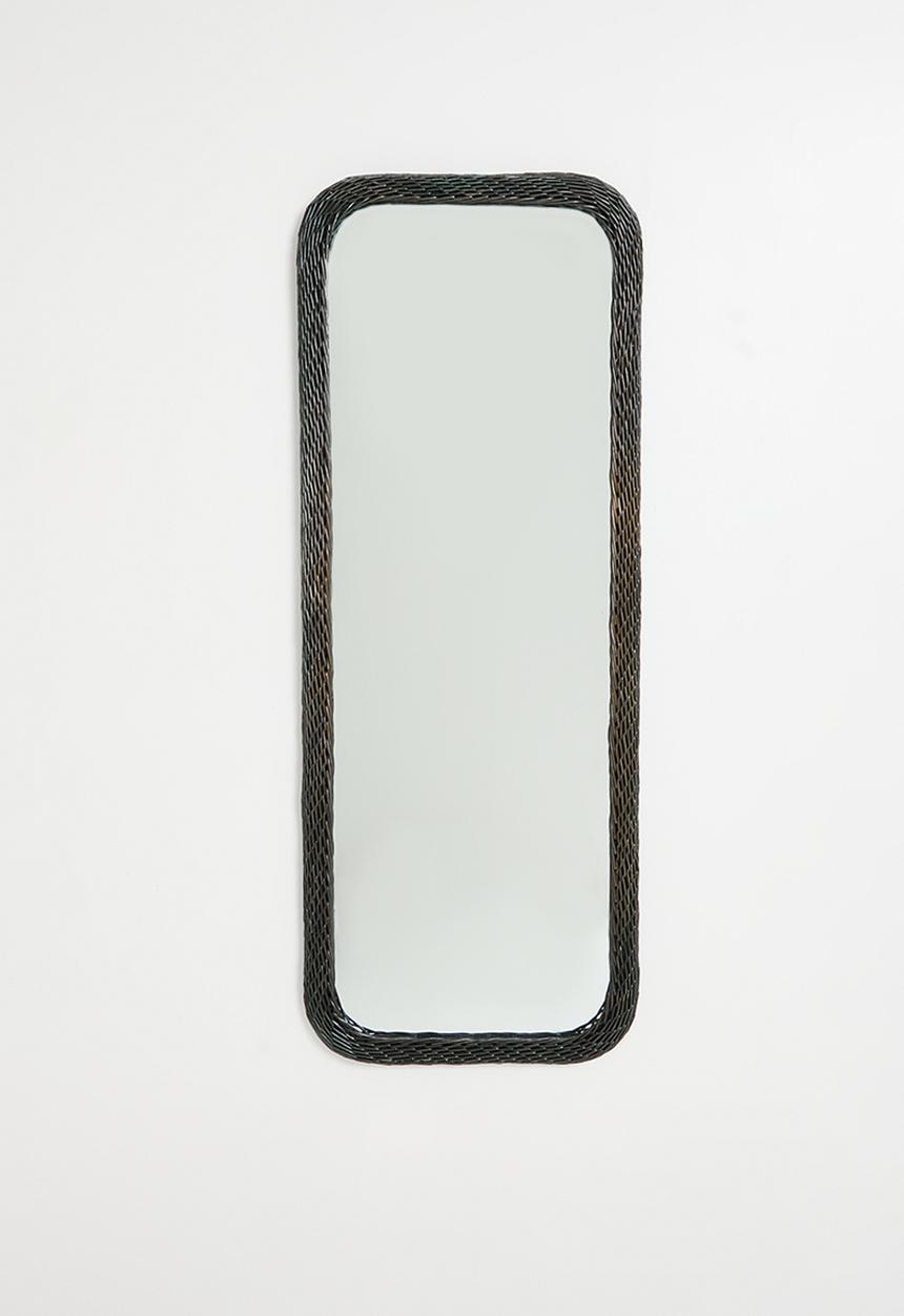 Sixth Floor - Rattan Woven Leaning Mirror Black 