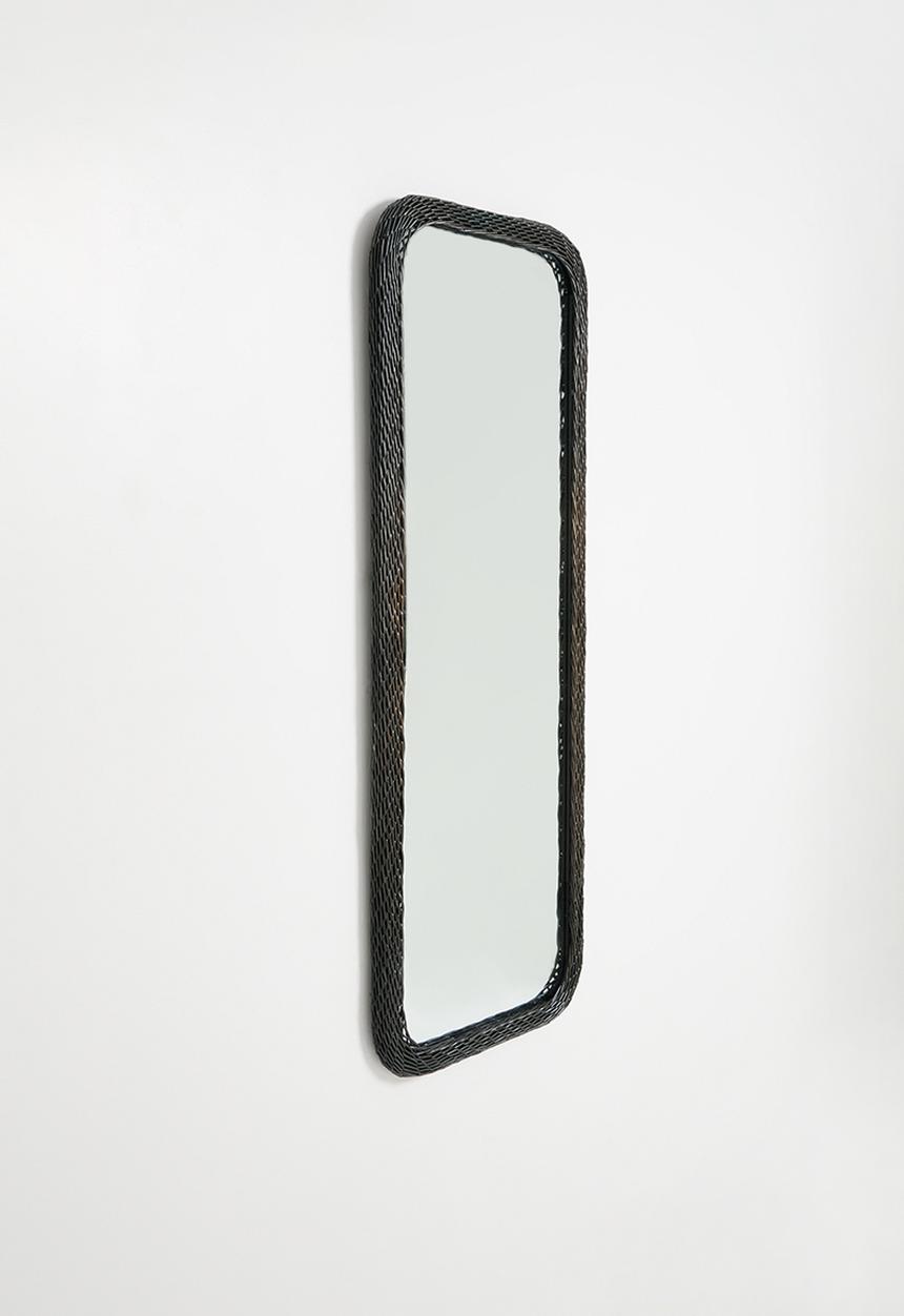 Sixth Floor - Rattan Woven Leaning Mirror Black 