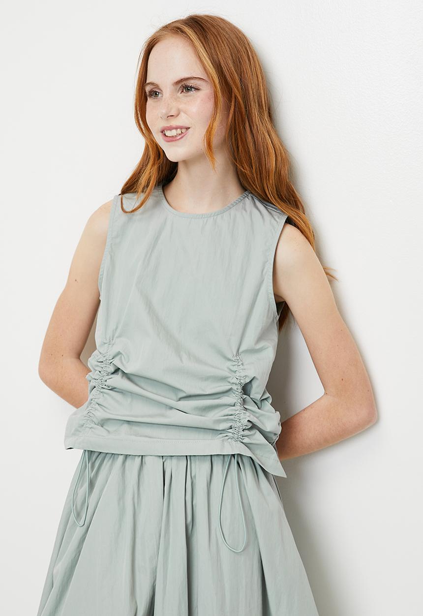 Pop Candy - Draw cord top & bubble skirt - calm green