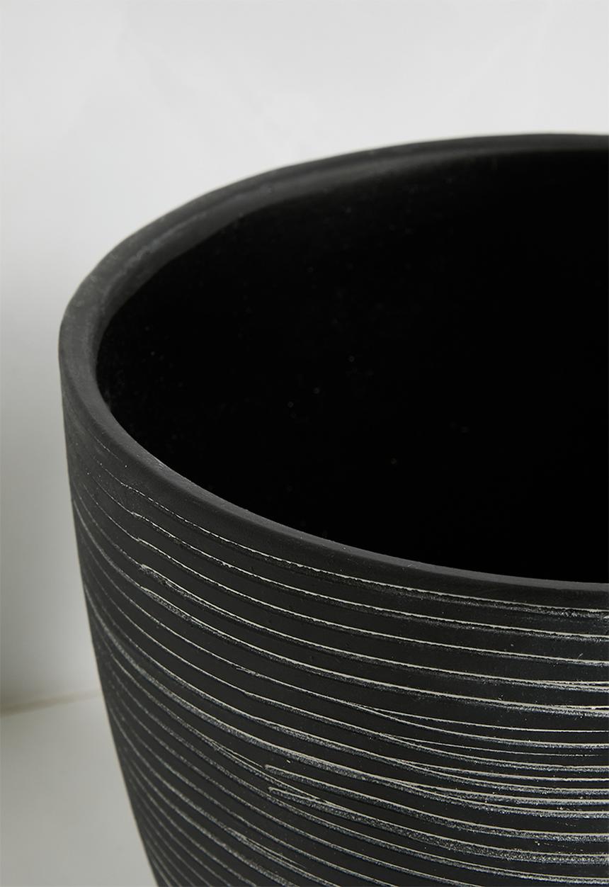 Sixth Floor - Lines ceramic planter -  Black