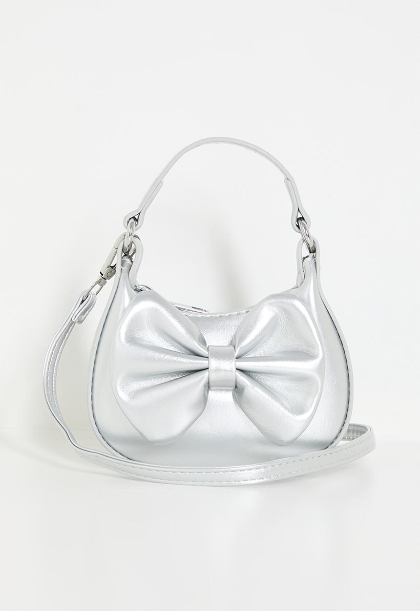 Pop Candy - Metallic PU handbag with bow feature - silver