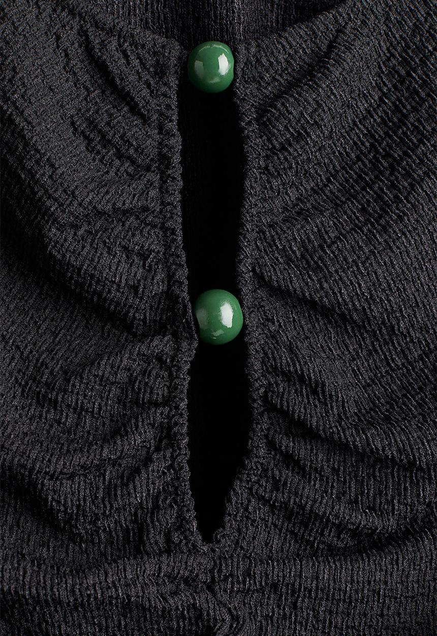 H&M - Bead-detail ruched top - black