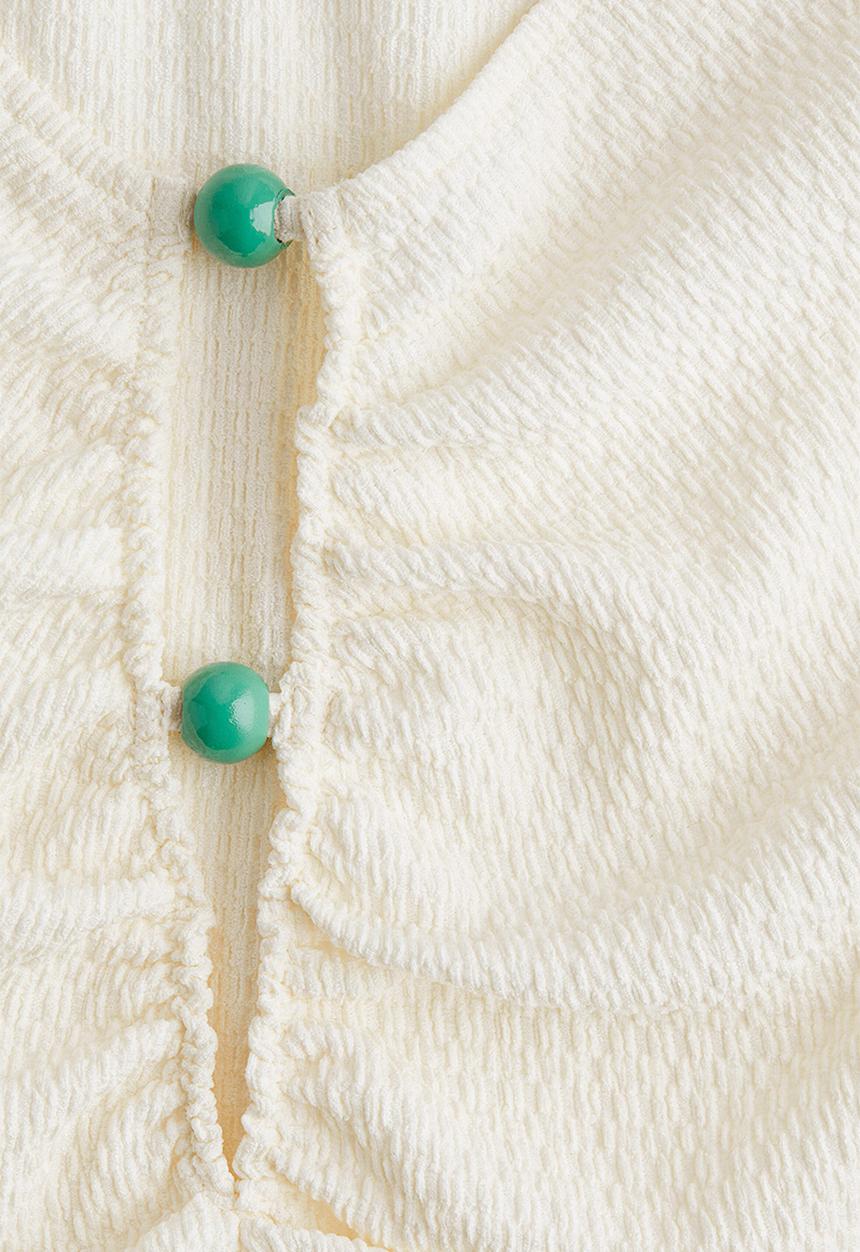 H&M - Bead-detail ruched top - cream