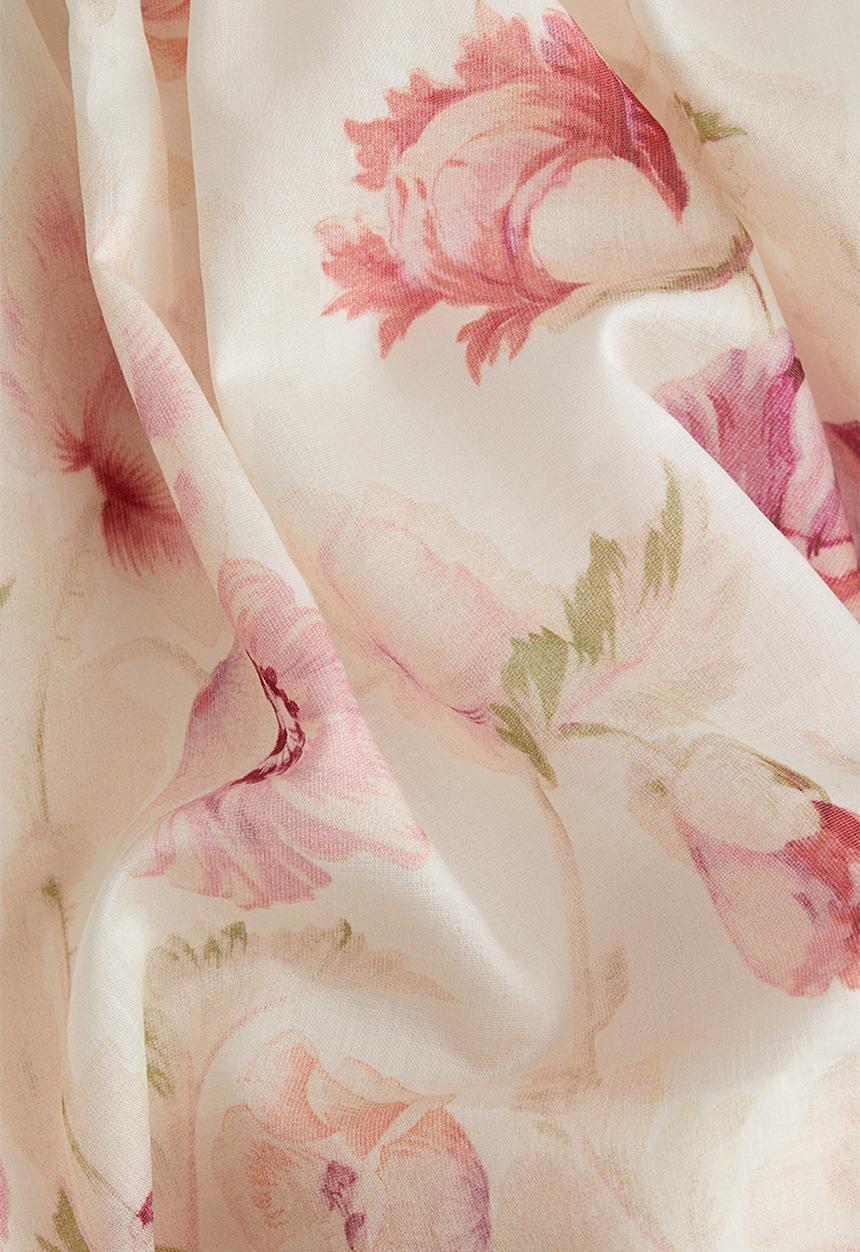 H&M - Bubble-hem strappy top - cream & pink floral