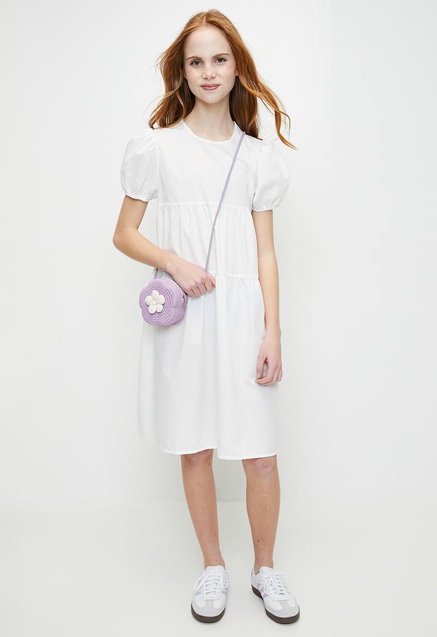 Pop Candy - Puff sleeve dress-white