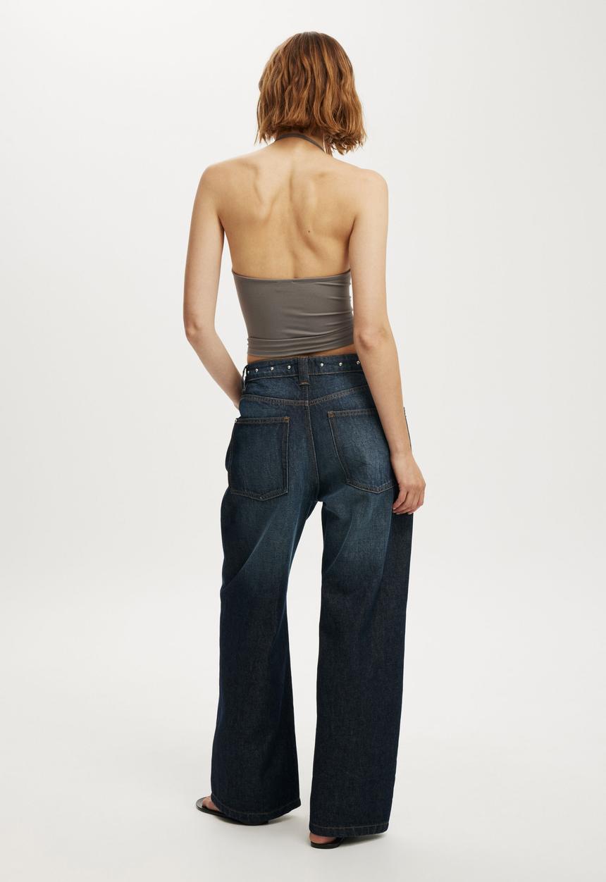 Cotton On - Low super baggy jean - studded sapphire blue