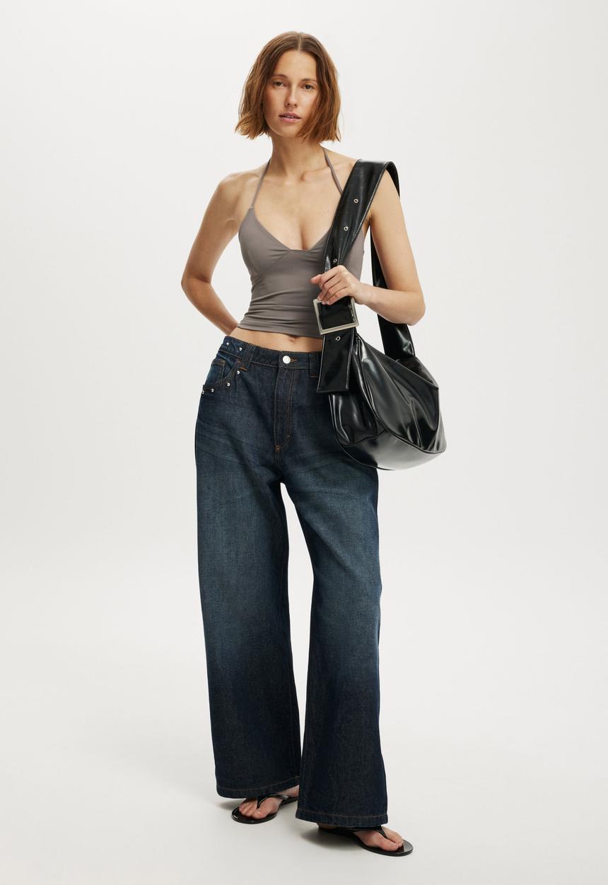 Cotton On - Low super baggy jean - studded sapphire blue