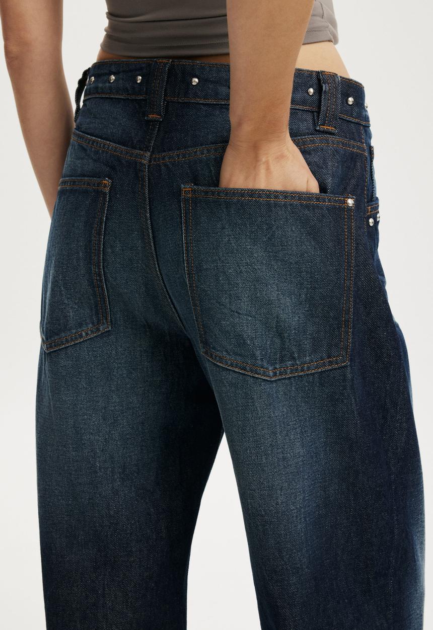 Cotton On - Low super baggy jean - studded sapphire blue