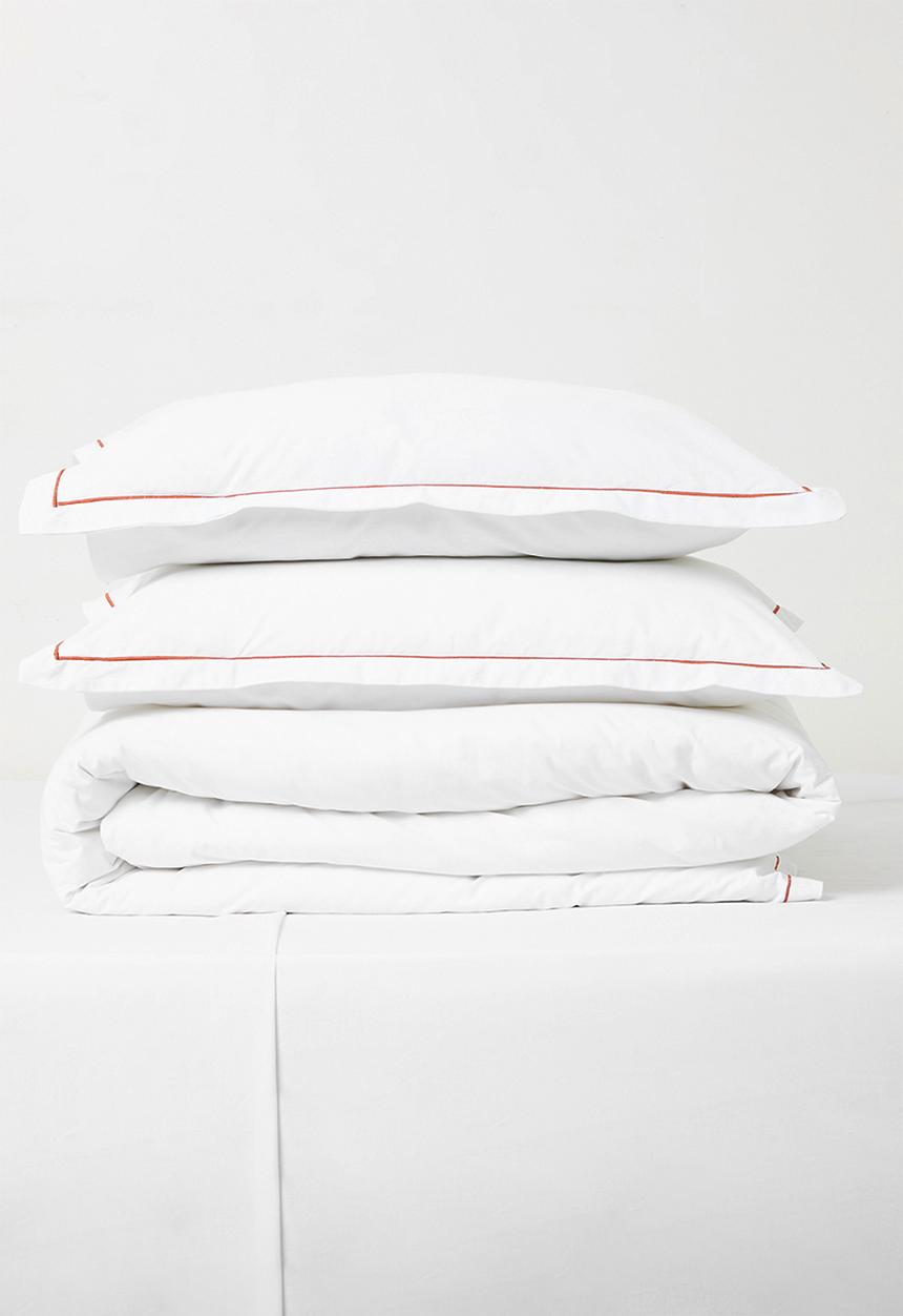 Sixth Floor - Oxford Satin Stitch Cotton Duvet Set -rust