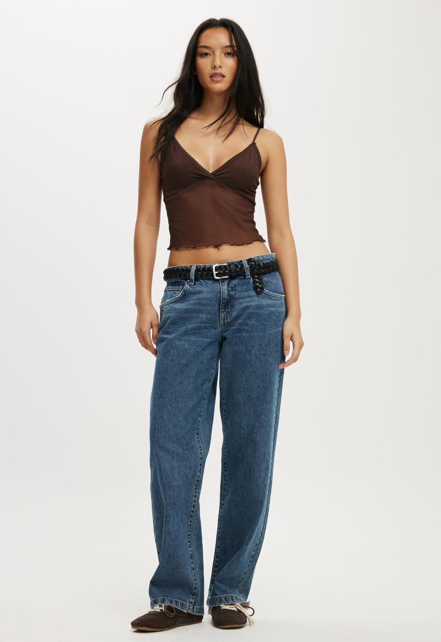 Cotton On - Ashley mesh cami - dark oak