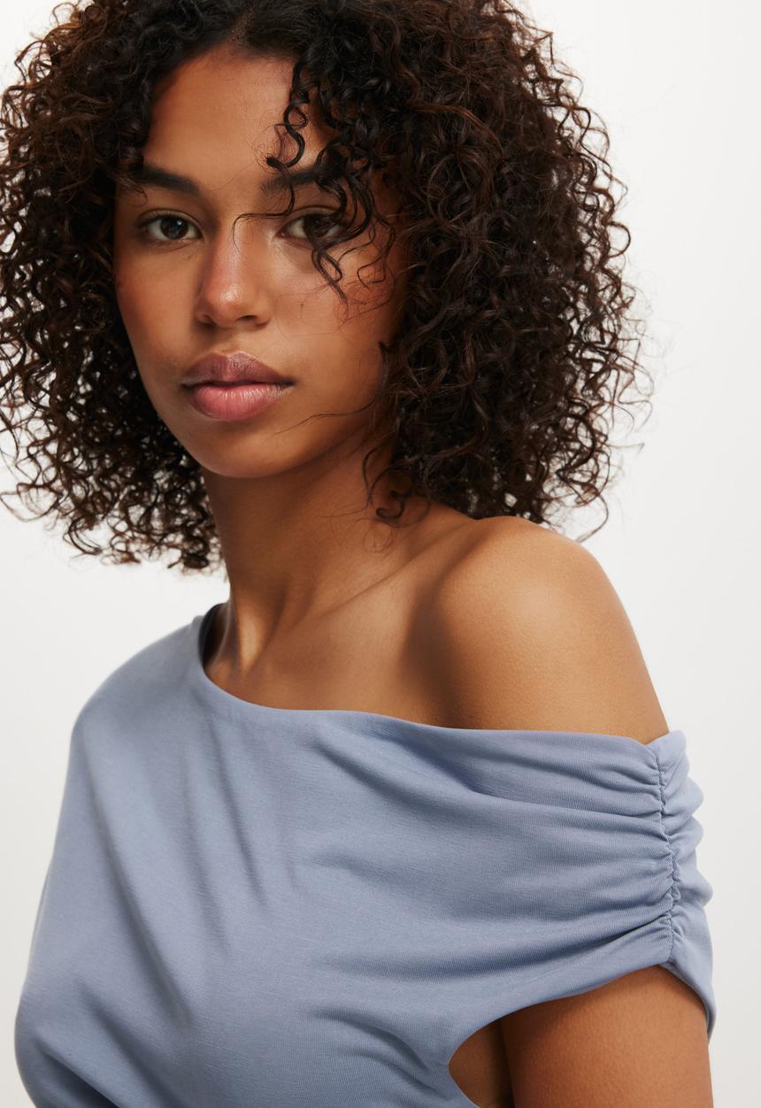 Cotton On - Sandy asymmetric mini dress - weathered blue