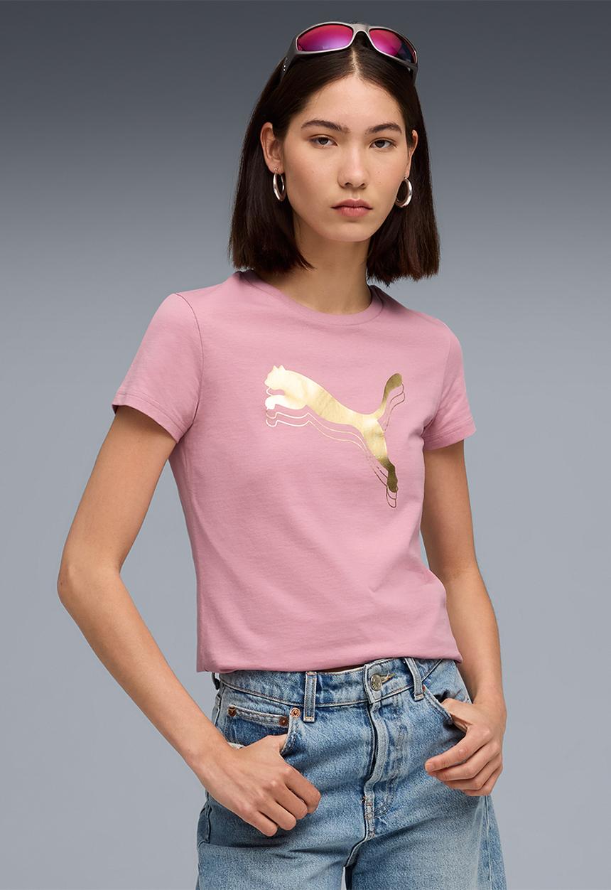 PUMA - ESS METALLIC Tee W Poised Pink-metallic