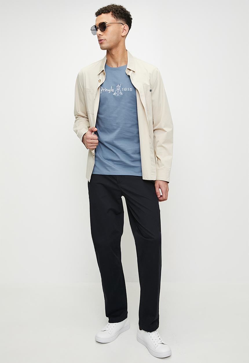Pringle of Scotland - Charlie embroidery t shirt - mid blue