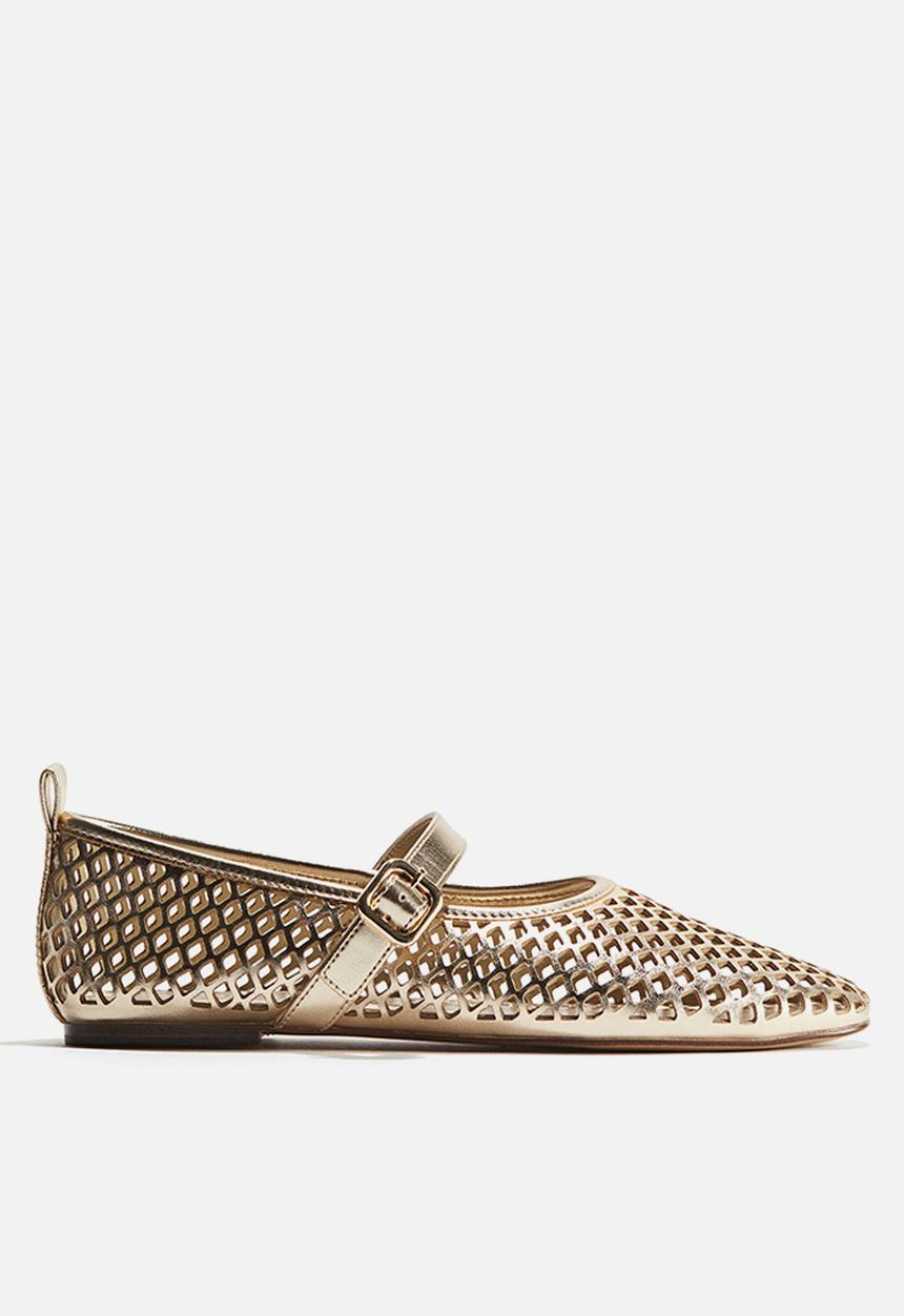 H&M - Perforated mary jane ballet pumps - gold-coloured