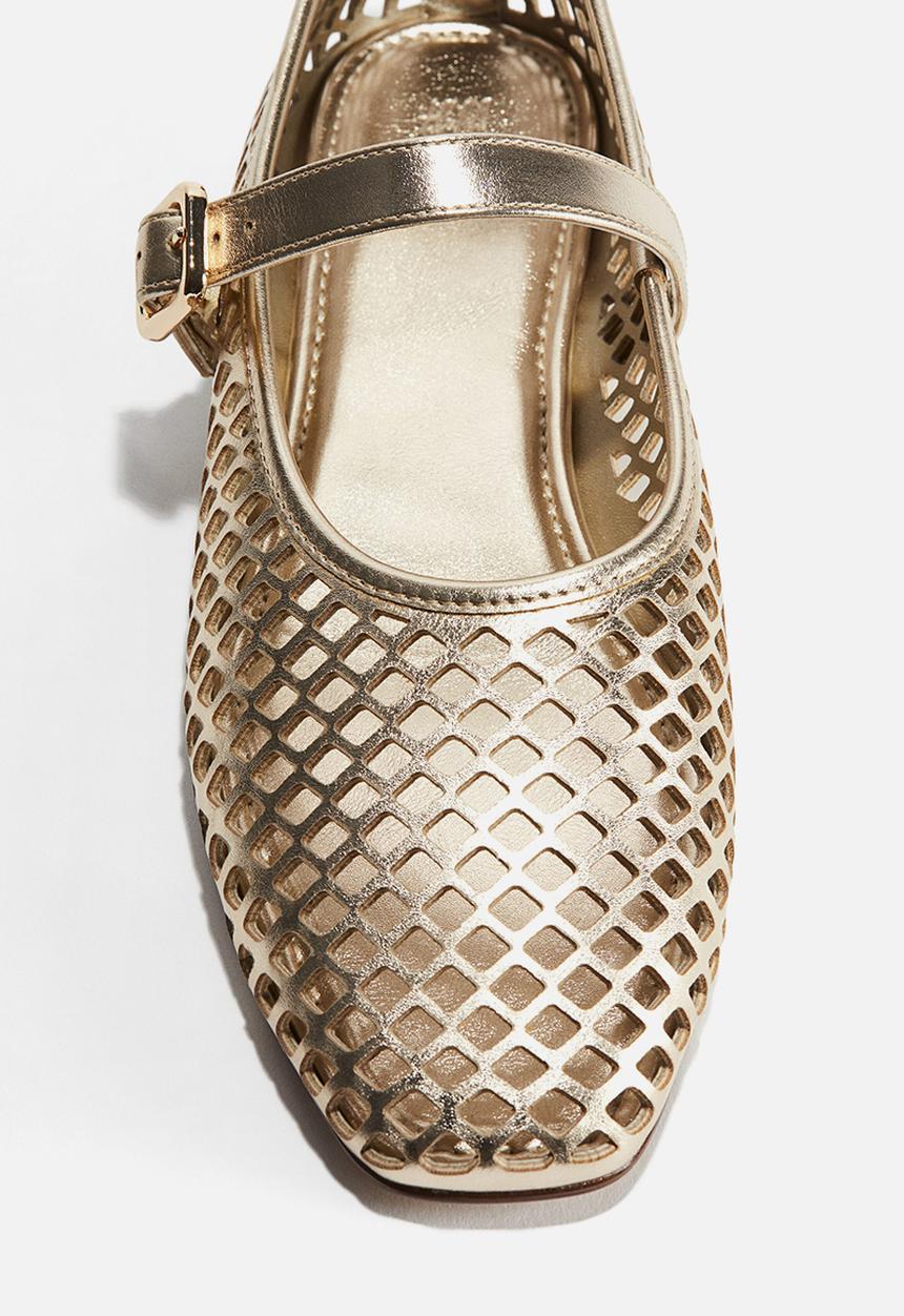 H&M - Perforated mary jane ballet pumps - gold-coloured