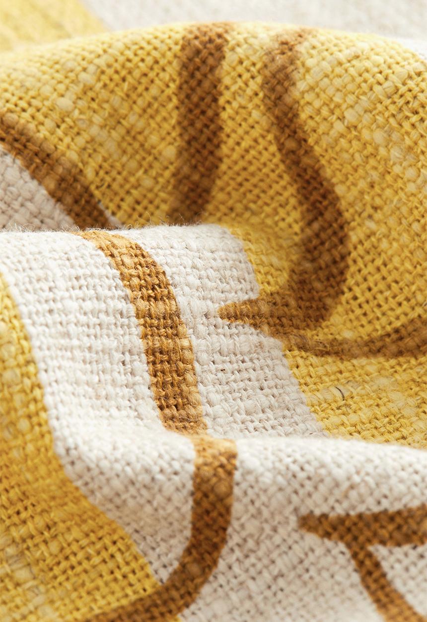 H&M - Fringed linen-blend cushion cover - yellow & le soleil