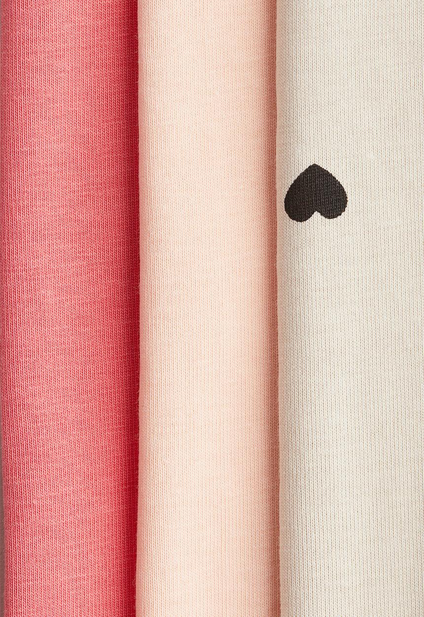 H&M - 3-Pack cotton leggings - coral red/hearts