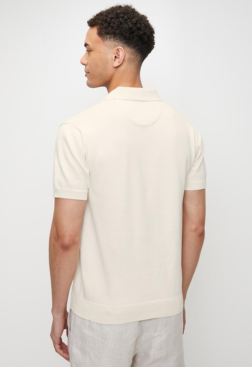POLO - Marin textured knitted golfer - off white	