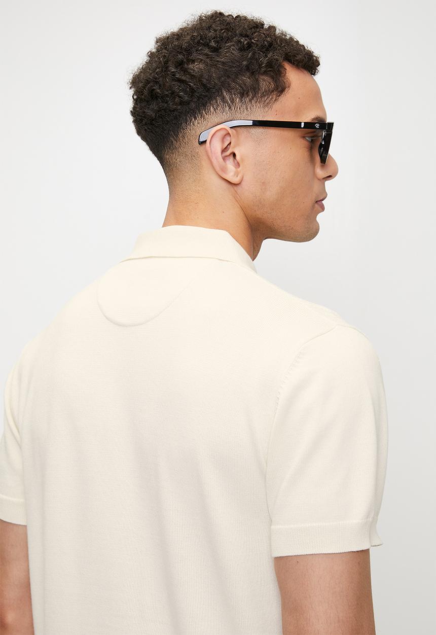 POLO - Marin textured knitted golfer - off white	