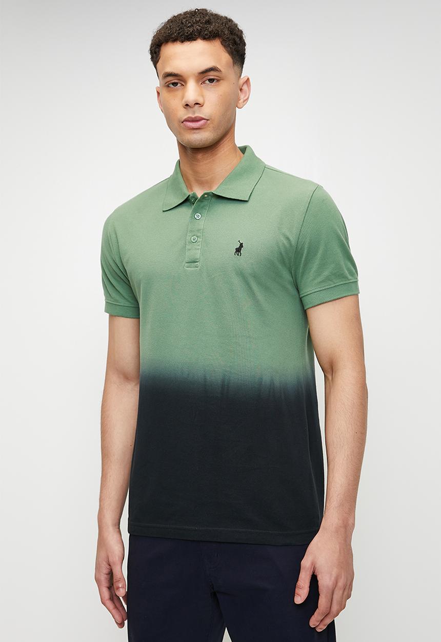 POLO - Benny dip dye short sleeve golfer - green & navy 