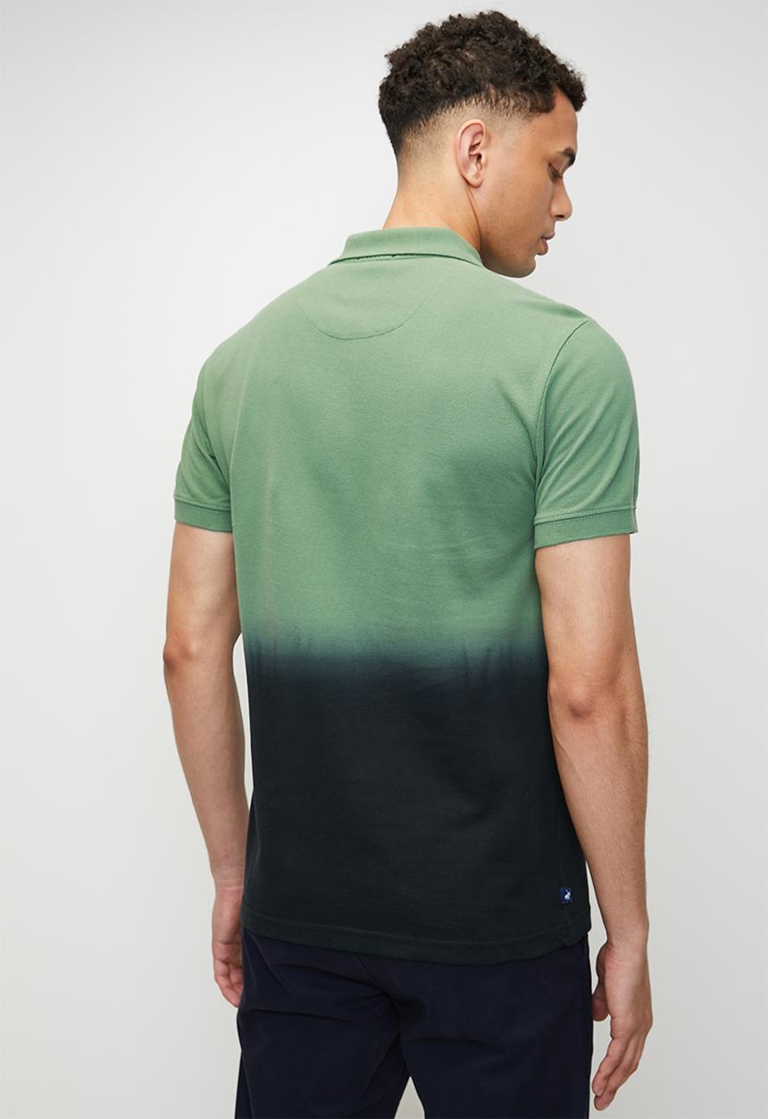 POLO - Benny dip dye short sleeve golfer - green & navy 
