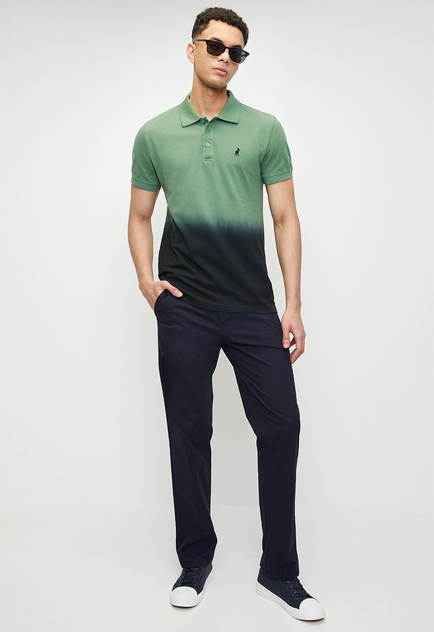 POLO - Benny dip dye short sleeve golfer - green & navy 