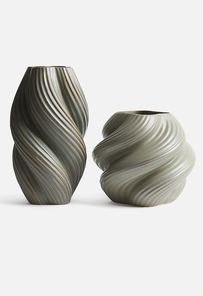 H&M - Stoneware vase - dusty green