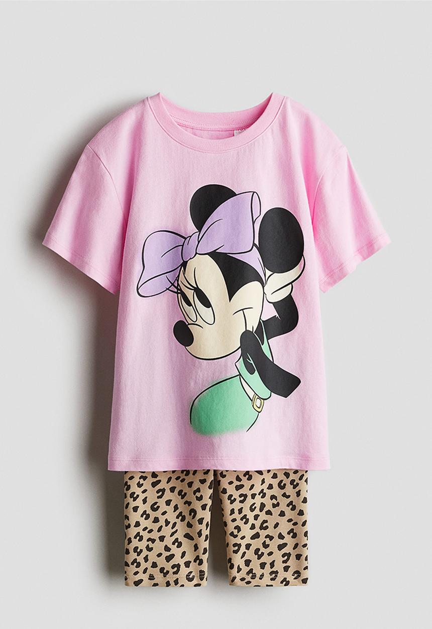 H&M - 2-piece printed set - light pink/minnie mouse