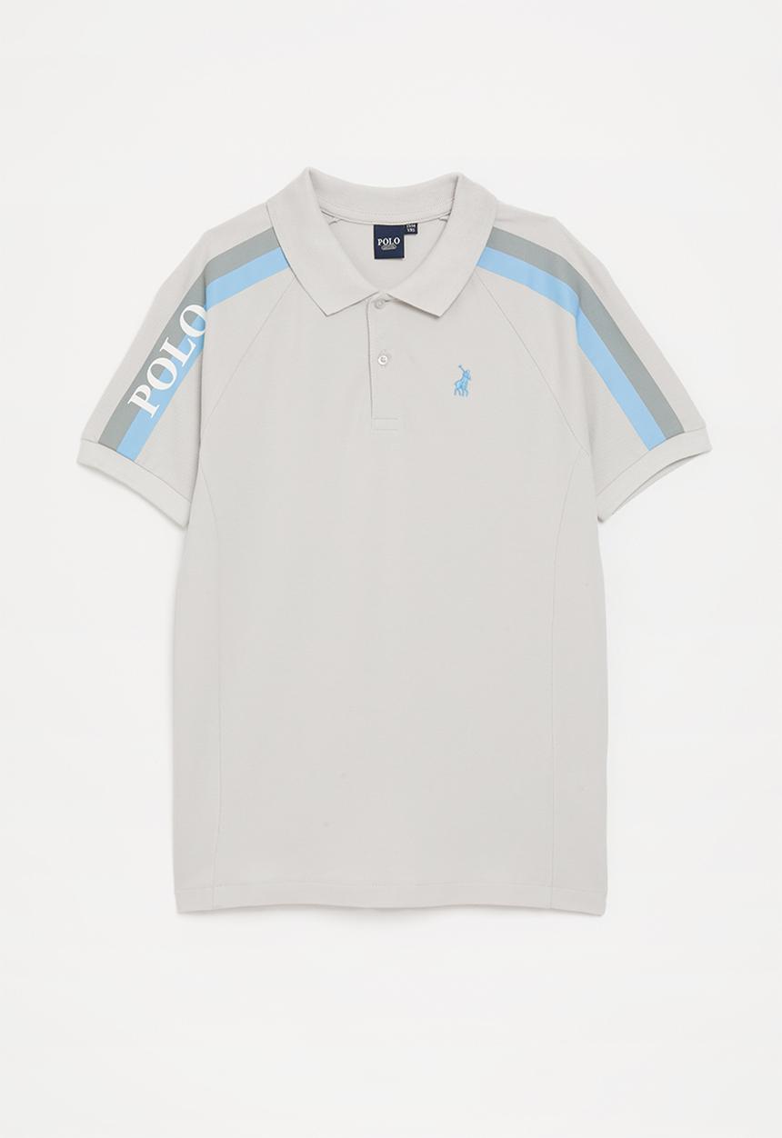 POLO - Boys mpho striped raglan ss golfer - silver grey