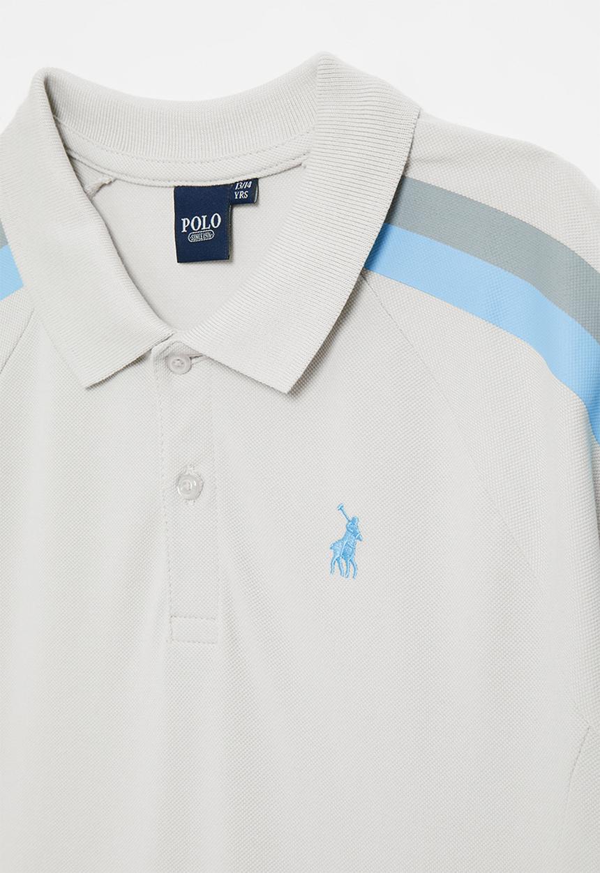 POLO - Boys mpho striped raglan ss golfer - silver grey