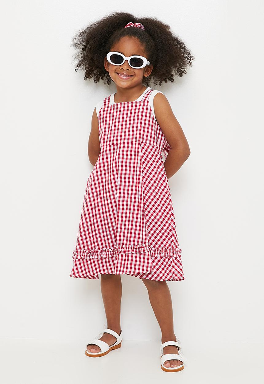 Pop Candy - Gingham summer dress & vest set - red/white