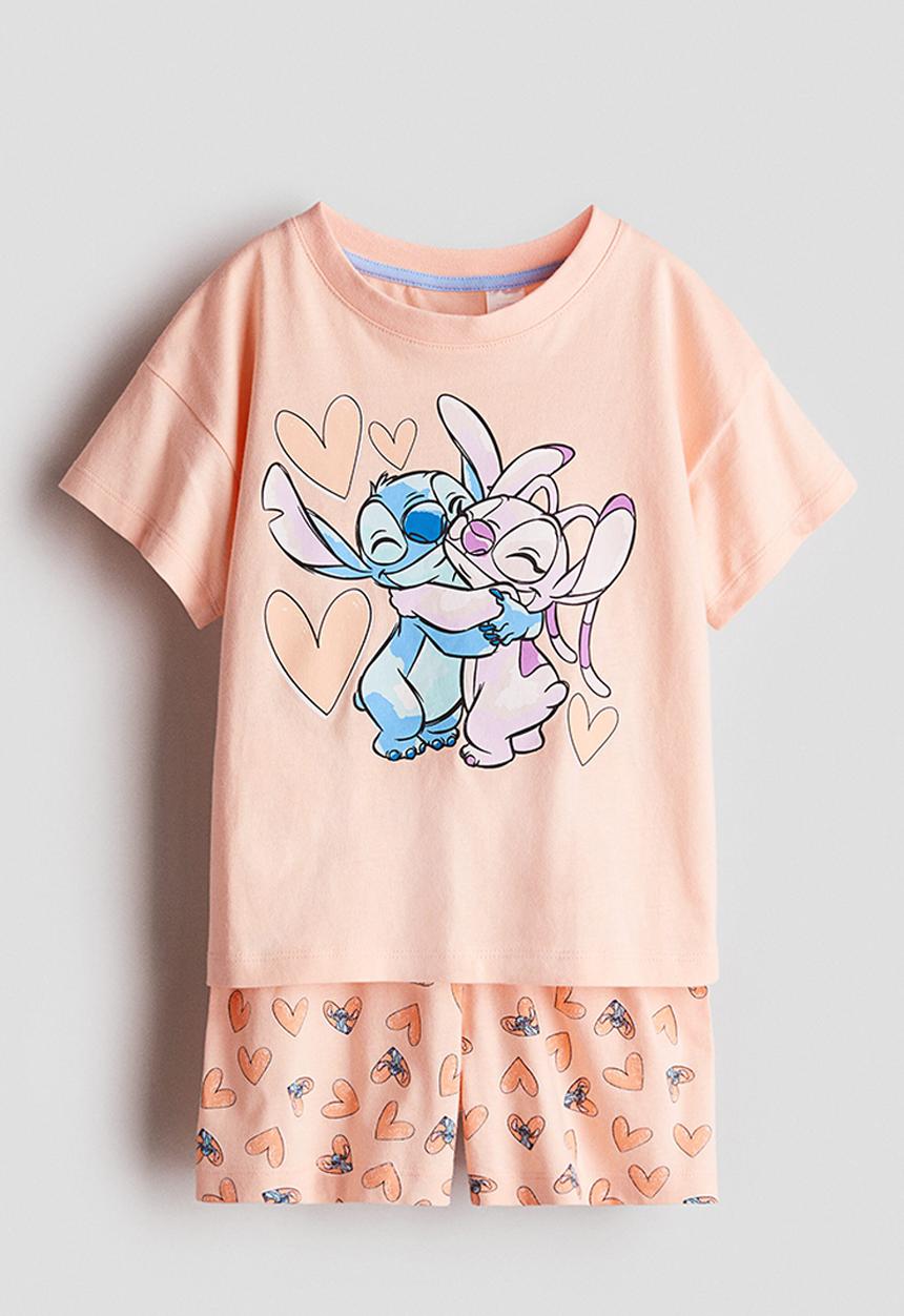 H&M - Printed jersey pyjamas - peach pink/lilo & stitch