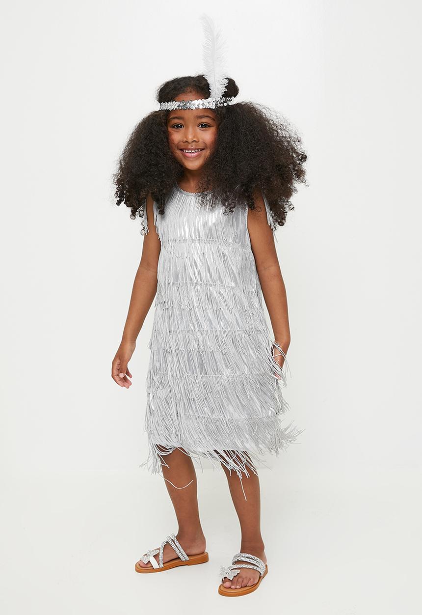 Pop Candy - Fringe Detail Dress & headband set - silver