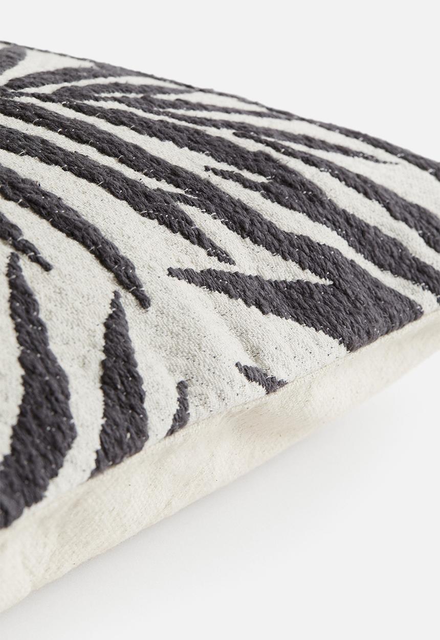 H&M - Jacquard-weave cushion cover - dark grey/patterned