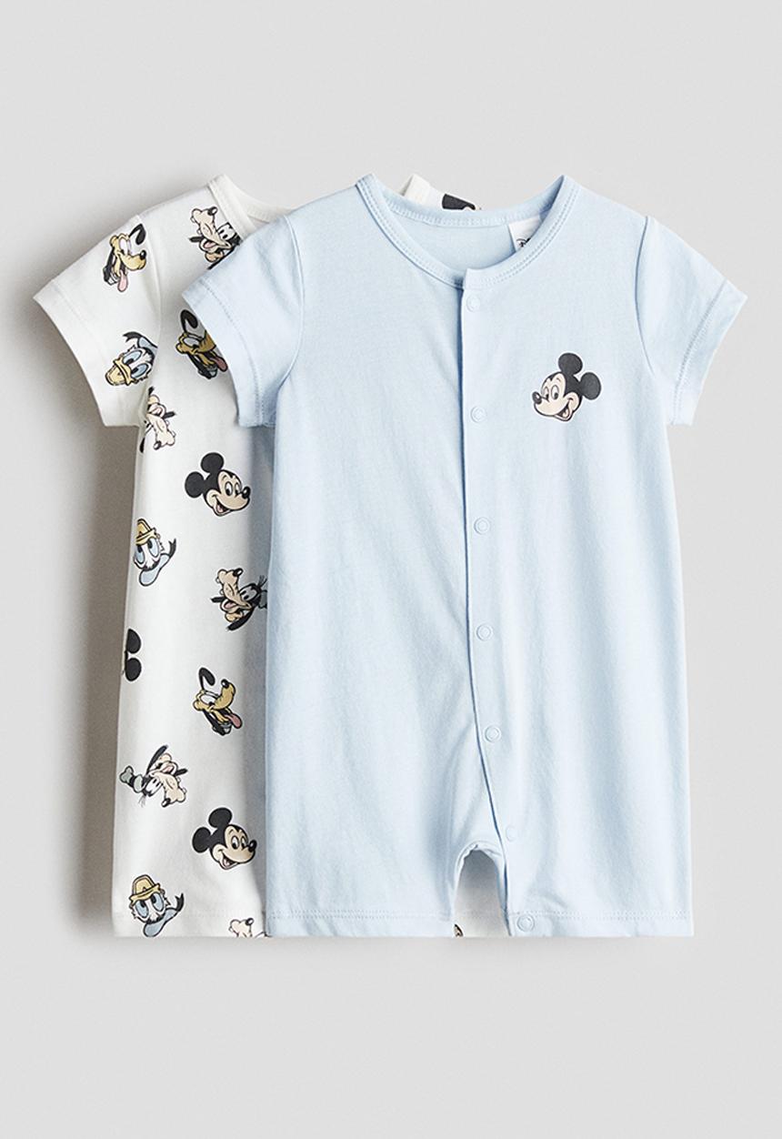 H&M - 2-Pack printed pyjamas - light blue/mickey mouse