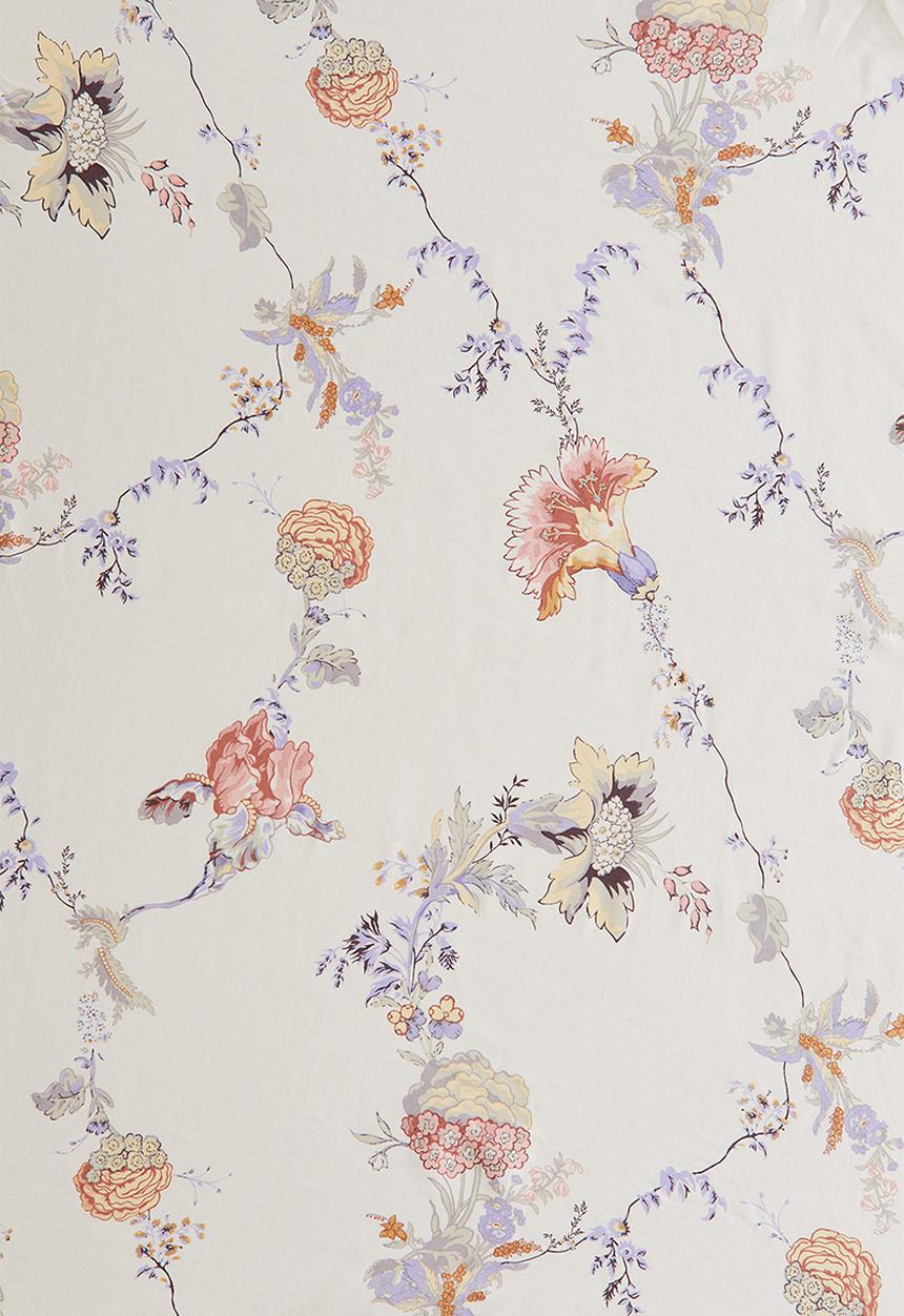 H&M - Patterned satin fitted sheet - light beige floral