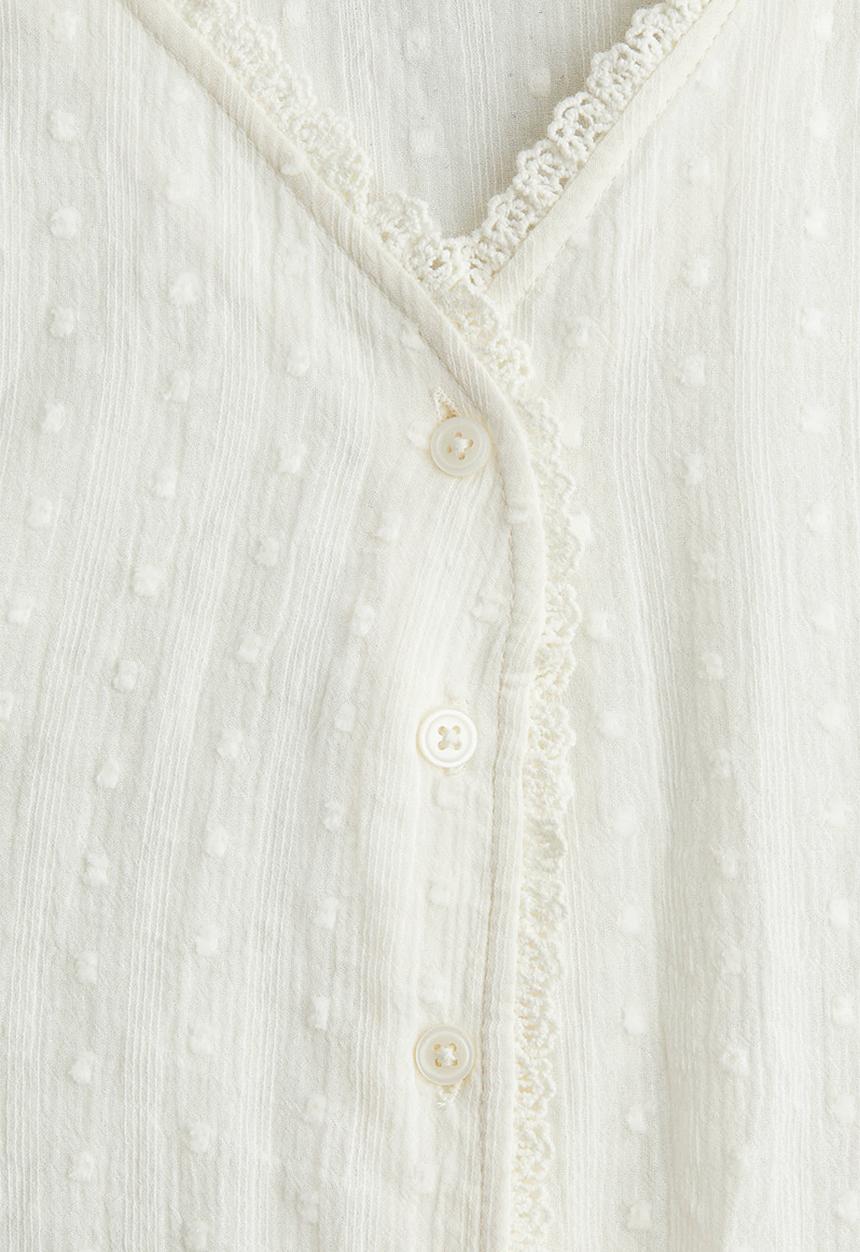H&M - Lace-trimmed cotton blouse - cream