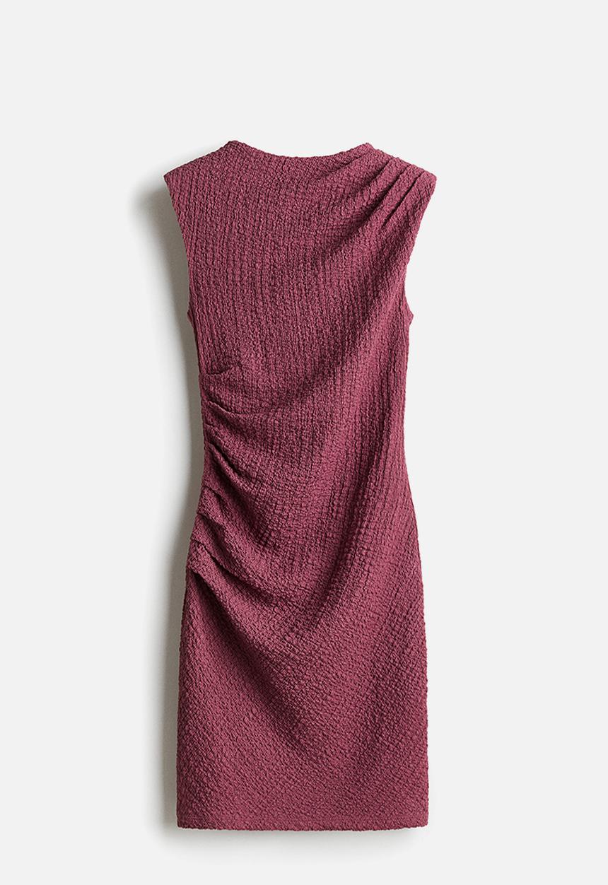 H&M - Draped bodycon dress - dark pink 